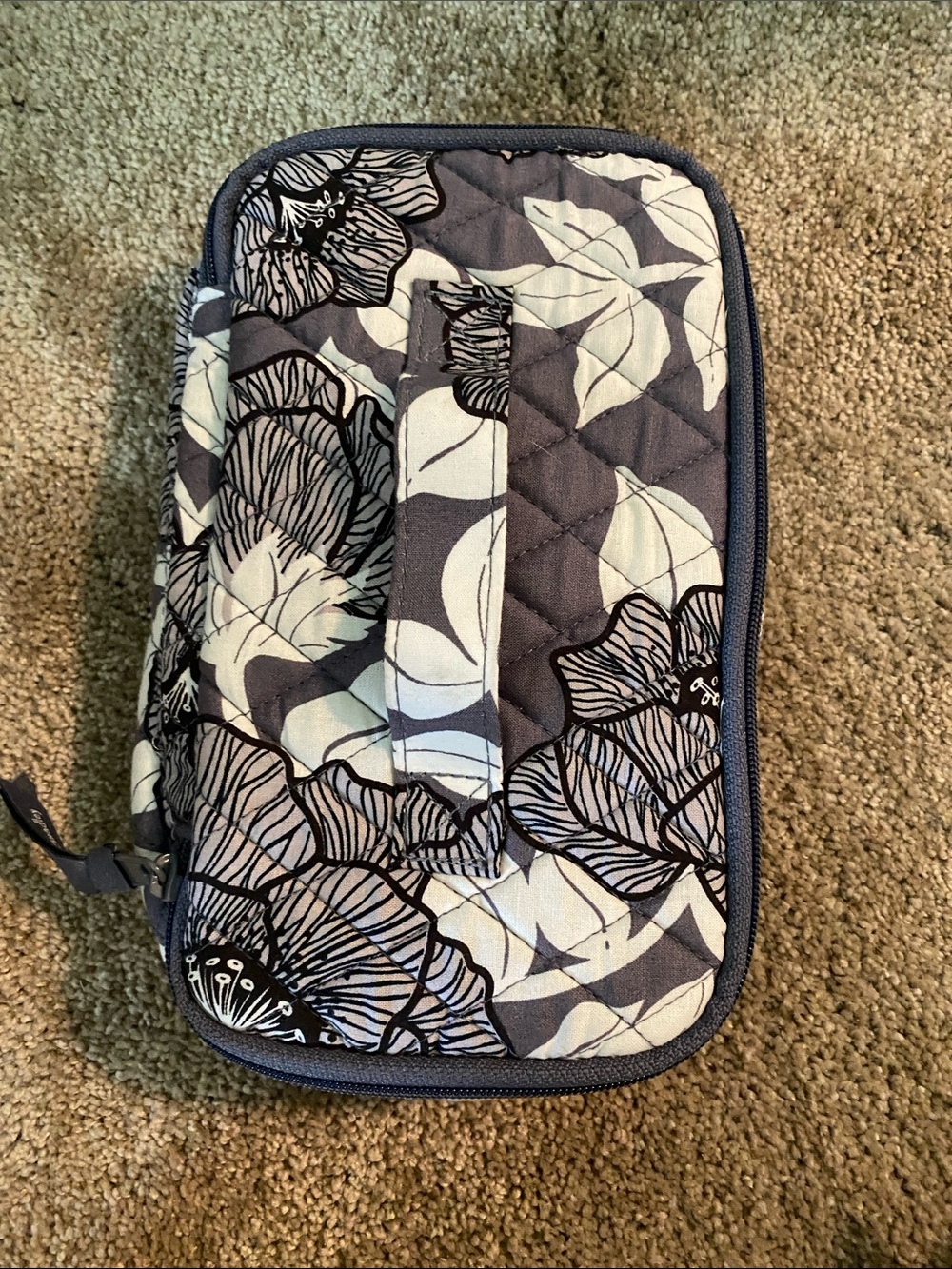 Vera Bradley Gray and White Floral Quilted Pouch